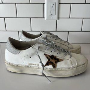 Golden Goose Hi Star White Leather Leopard 41